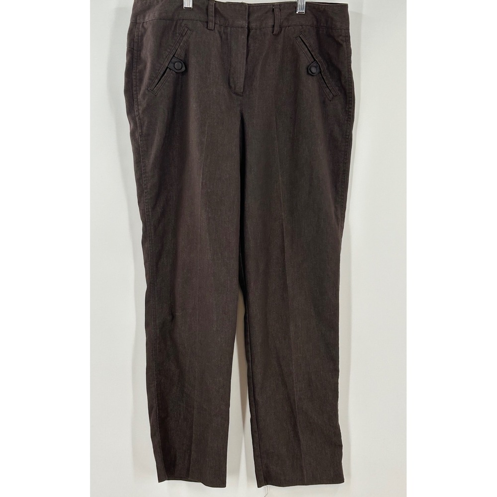 New‎ Directions Womens Brown Straight Leg Stretch Dress Pants Size 14 Pockets